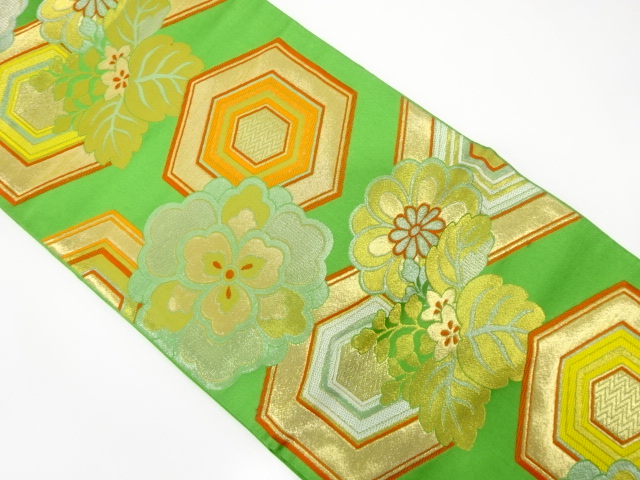 JAPANESE KIMONO / ANTIQUE FUKURO OBI / WOVEN PAULOWNIA & FLOWER